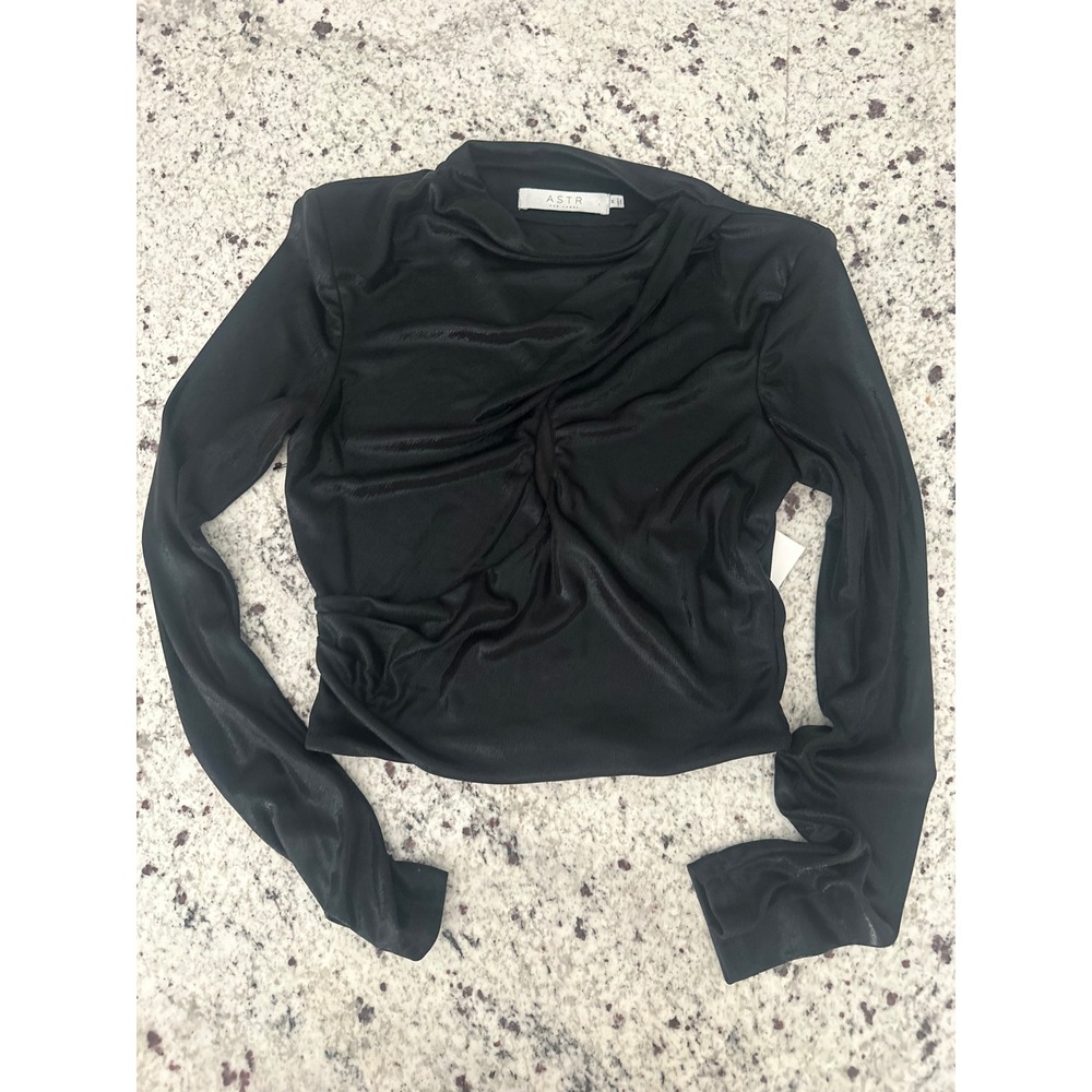 ASTR the Label black ruched long-sleeve top M